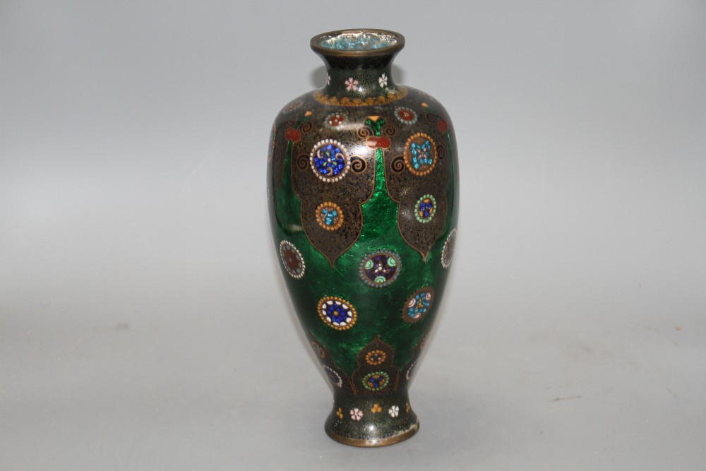 A Japanese cloisonne vase, with mons decoration, height 27cm